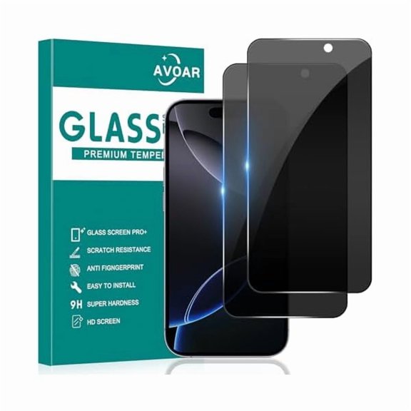 2 Pack Privacy Screen Protector for iPhone 16 Pro Max, Privacy Screen iPhone 16 Pro Max 6.9 Inch Tempered Full Screen Glass Film, Anti-Spy, Bubble Free, Case Friendly