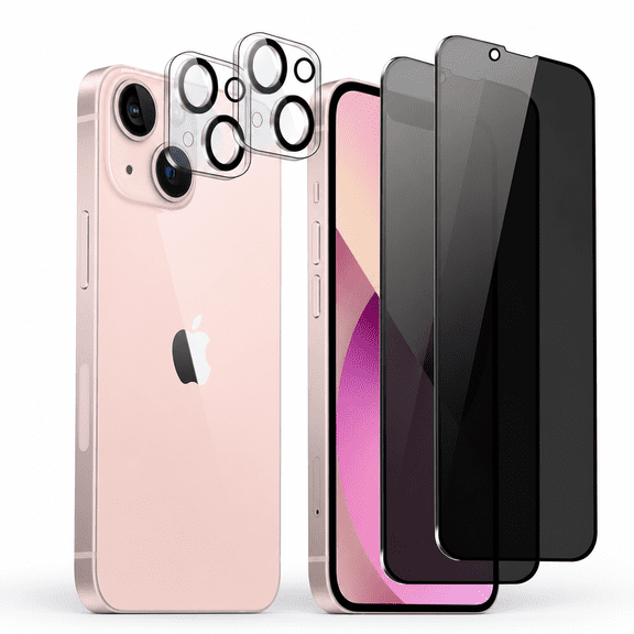 2 Pack Anti-Spy Privacy Screen Protector 2 Pack Camera Lens Tempered Glass for iPhone 13