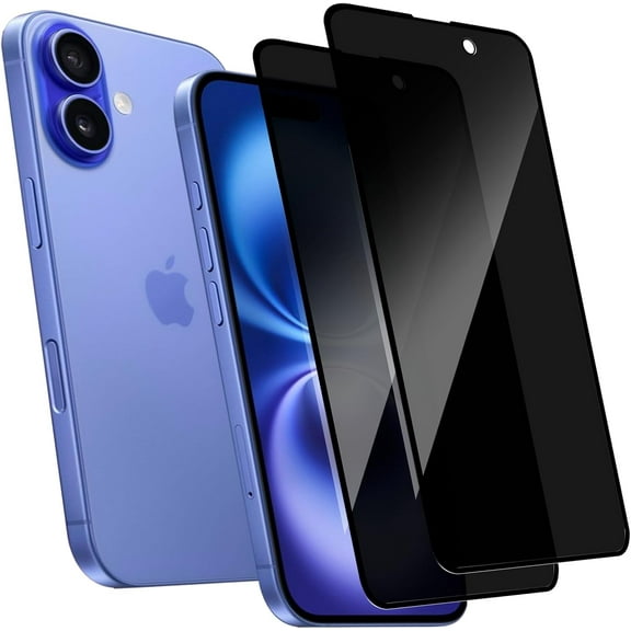 2 Pack Privacy Screen for iPhone 16 - Anti Spy-Tempered Glass Protector [Invisible Privacy Armor] with Auto-Align Frame 9H Hardness [Auto-Dust Removal][9D Full Coverage] Durable Film