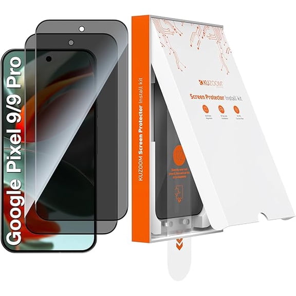 2 Pack Privacy Tempered Glass Screen Protector for Google Pixel 9/9 Pro, Anti Spy Private 9H Hardness Anti-Scratch Shatterproof Protective Film, Anti-Scratch Protection, Fingerprint Unlock