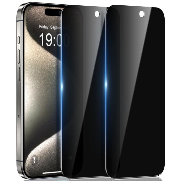 2-Pack Privacy Tempered Glass Screen Protector for iPhone 15 Pro