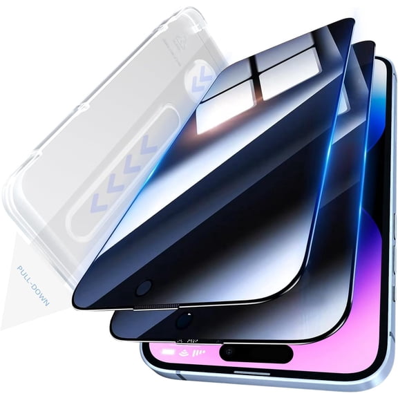 2 Pack Privacy for iPhone 15 Pro Screen Protector (6.1 inches)9H Tempered Glass Privacy Screen, [Auto Alignment Kit]