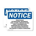 thumbnail image 1 of (2 Pack) Private Beach No Trespassing Motorboats OSHA Notice Sign 18 Inch X 12 Inch Indoor / Outdoor Rust-Free Aluminum Metal Signs for Workplace, Workshop, and Construction Site, Made, 1 of 8