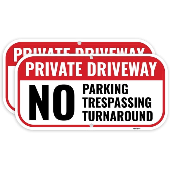 2 Pack Private Driveway No Turnaround Sign, 8 x 12 Inches - Aluminum - No Parking No Trespassing Private Drive No U Turn Sign/Without a frame