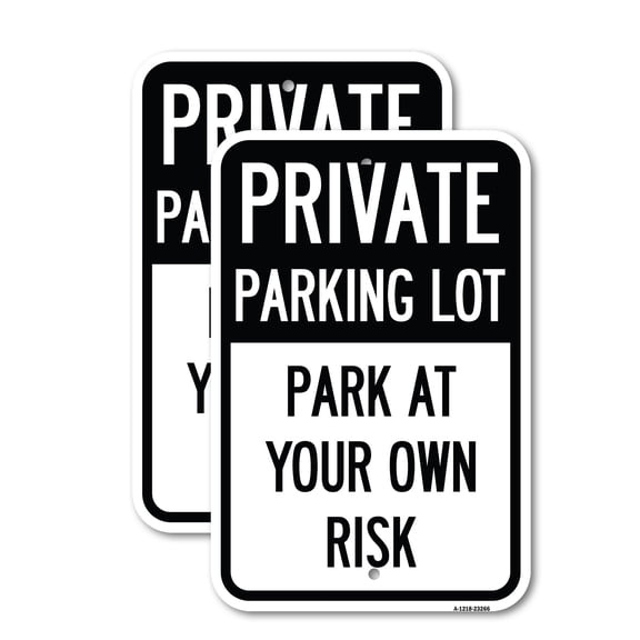 (2 Pack) Private Parking Lot | 18" X 24" Heavy-Gauge Aluminum Sign | Rust Free Aluminum, Weather Resistant, Waterproof, Fade Resistant, 2 Pre-drilled Holes