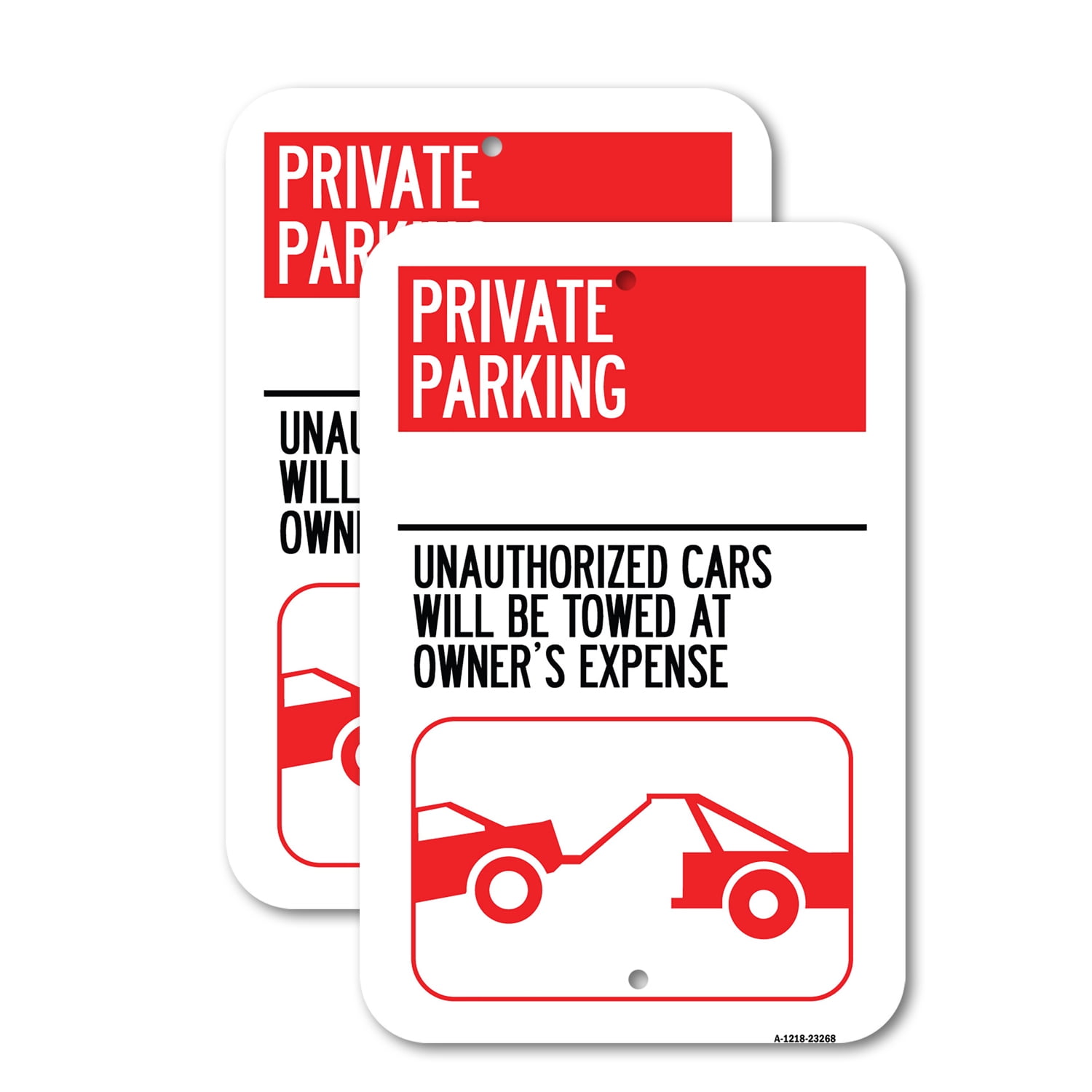 (2 Pack) Private Parking Unauthorized Cars Will Be Towed at Owner's