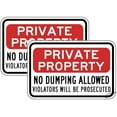 thumbnail image 1 of 2 Pack Private Property No Dumping Allowed Sign 12"x 8" Metal Signs For Outdoor & Indoor, 1 of 4