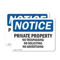 thumbnail image 1 of (2 Pack) Private Property No Trespassing No Soliciting OSHA Notice Sign, 1 of 7