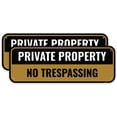 thumbnail image 1 of 2 Pack Private Property No Trespassing Sign, 12 x 8 Inches - Aluminum - Black Gold - Metal No Tresspassing Small Sign/Without a frame, 1 of 4