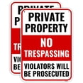 thumbnail image 1 of 2 Pack Private Property No Trespassing Sign, 12 x 8 Inches - Aluminum - Violators Will Be Prosecuted Warning Metal Sign/Without a frame, 1 of 4