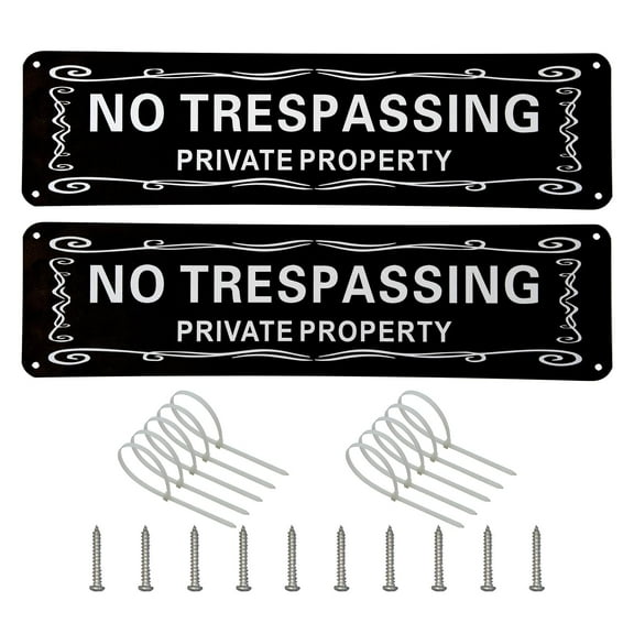 2 Pack Private Property No Trespassing Sign, Aluminum Reflective,Fade Resistant, Rectangular, Door Mount, Warning