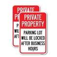 thumbnail image 1 of (2 Pack) Private Property Parking Lot Will Be Locked After Business Hours | 12" X 18" Heavy-Gauge Aluminum Sign | Rust Free Aluminum, Weather Resistant, Waterproof, Fade Resistant, 2, 1 of 4