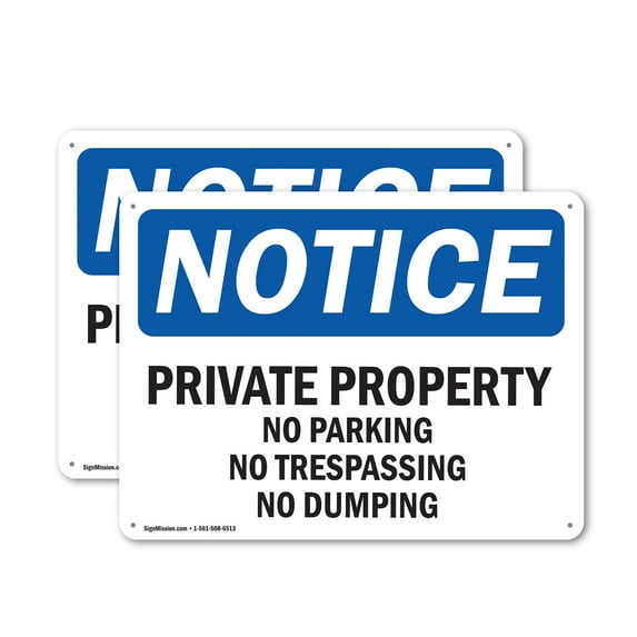 (2 Pack) Private Property No Parking No Trespassing OSHA Notice Sign 24 Inch X 18 Inch Indoor / Outdoor Rust-Free Aluminum Metal Signs for Workplace, Workshop, and Construction Site,