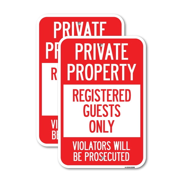 (2 Pack) Private Property Registered Guests Only Violators Will Be Prosecuted | 12" X 18" Heavy-Gauge Aluminum Sign | Rust Free Aluminum, Weather Resistant, Waterproof, Fade Resistant