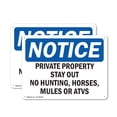 thumbnail image 1 of (2 Pack) Private Property Stay Out No Hunting Horses OSHA Notice Sign 10 Inch X 7 Inch Plastic Sign, Weather Resistant, UV Protected for Workplace, Business, and Construction Site, Made, 1 of 8