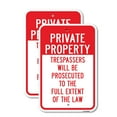 thumbnail image 1 of (2 Pack) Private Property Trespassers Prosecuted To Full Ex | 18" X 24" Heavy-Gauge Aluminum Sign | Rust Free Aluminum, Weather Resistant, Waterproof, Fade Resistant, 2 Pre-drilled, 1 of 4
