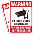 thumbnail image 1 of 2-Pack Private Property No Trespassing Sign, 24 Hours Video Surveillance Sign, Reflective Aluminum, Waterproof & UV Protected Warning Sign, Security Camera Sign for Indoor or Outdoor, 1 of 5
