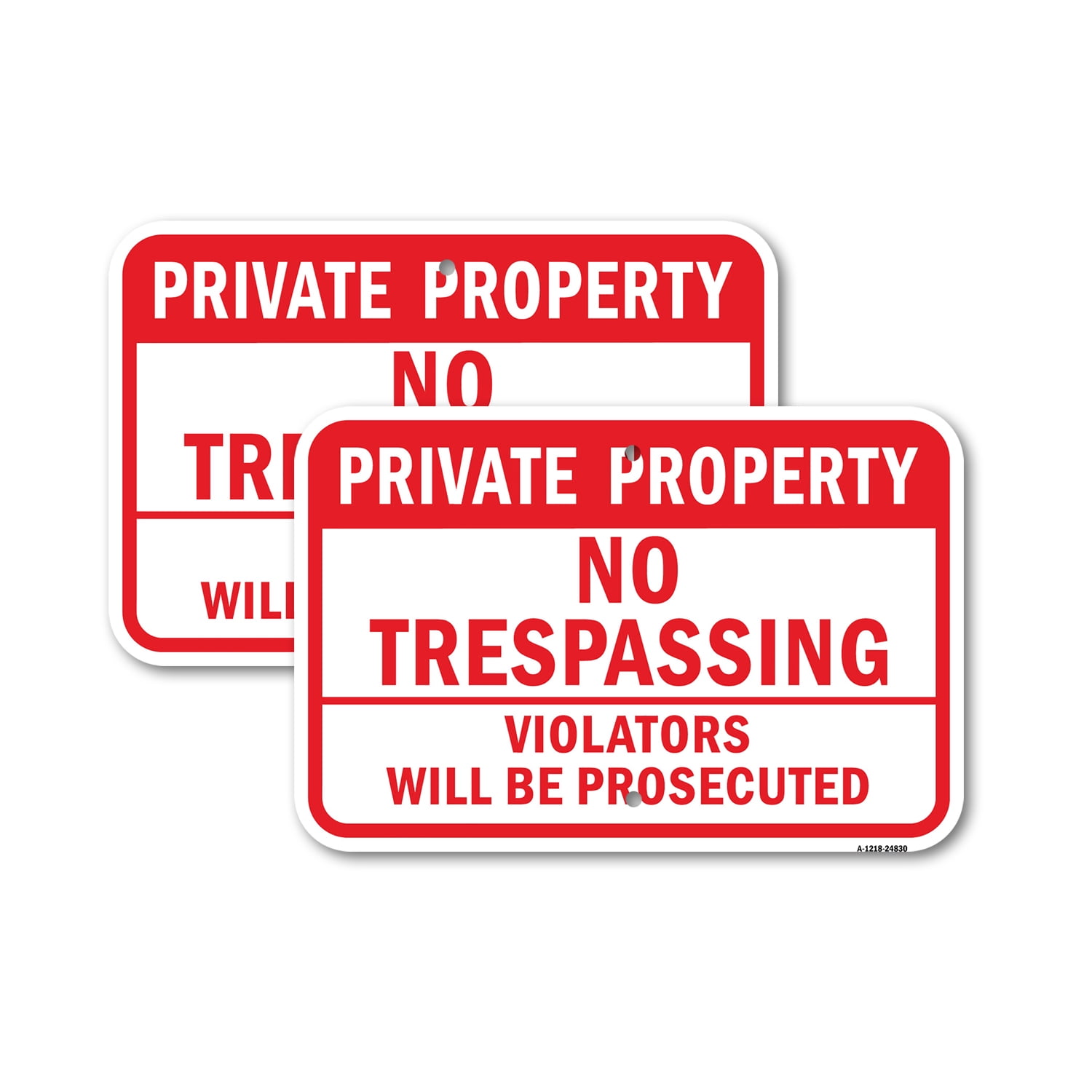 Rust Property. Sign (2 Pack) Private Property No Trespassing Violators Prosecut | 18