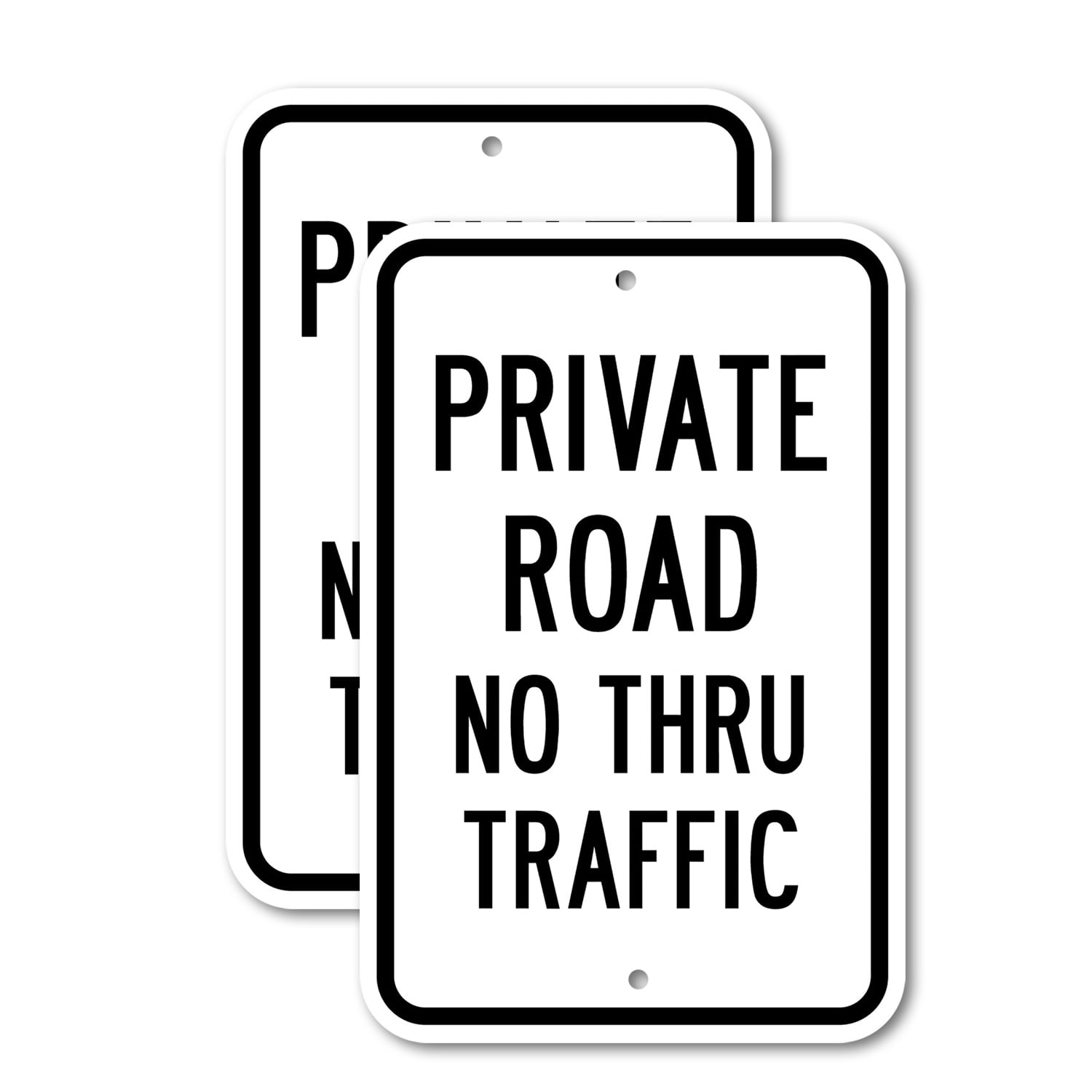 SmartSign Reflektierendes Schild „Private Road No Thru Traffic“ – 45,7x30,5 Cm, Schwarz Auf Weiß, Aluminium, Hochreflektierend