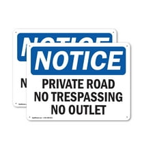 (2 Pack) Private Road No Trespassing No Outlet OSHA Notice Sign 10 Inch X 7 Inch Plastic Sign, Weather Resistant, UV Protected for Workplace, Business, and Construction Site, Made in