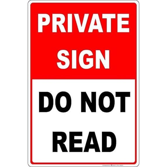 2 Pack Private Sign Do Not Read Funny Sign Tin Metal Sign 12"x8"