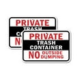 thumbnail image 1 of (2 Pack) Private Trash Container No Outside Dumping | 12" X 18" Heavy-Gauge Aluminum Sign | Rust Free Aluminum, Weather Resistant, Waterproof, Fade Resistant, 2 Pre-drilled Holes, 1 of 4