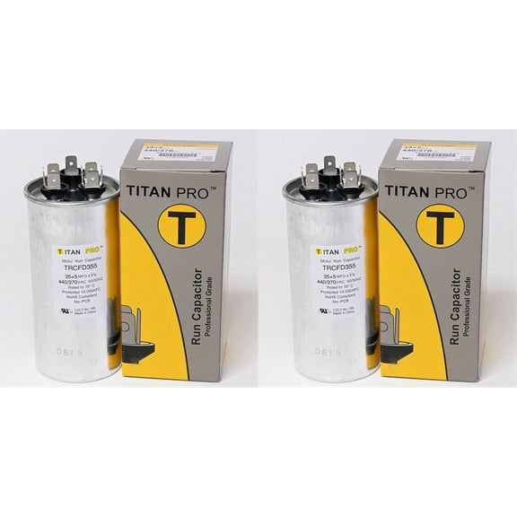 2 Pack Pro TRCFD355 35/5 MFD 35 +5 HVAC Round Dual Motor Run Capacitor. 440/370 V for A/C Central AIR Conditioner Packard, GRAY