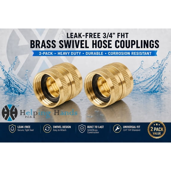 2 Pack ProLine Heavy Duty Leak-Free 3/4 FHT Brass Swivel Female Hose Adapters Couplings