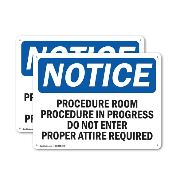 (2 Pack) Procedure Room Procedure In Progress Do OSHA Notice Sign 24 Inch X 18 Inch Plastic Sign, Weather Resistant, UV Protected for Workplace, Business, and Construction Site, Made in