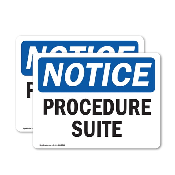 (2 Pack) Procedure Suite OSHA Notice Sign 5 Inch X 3.5 Inch Vinyl Label Decal Sticker Weather Resistant, UV Protected for Workplace, Business, and Construction Site, Made in the USA