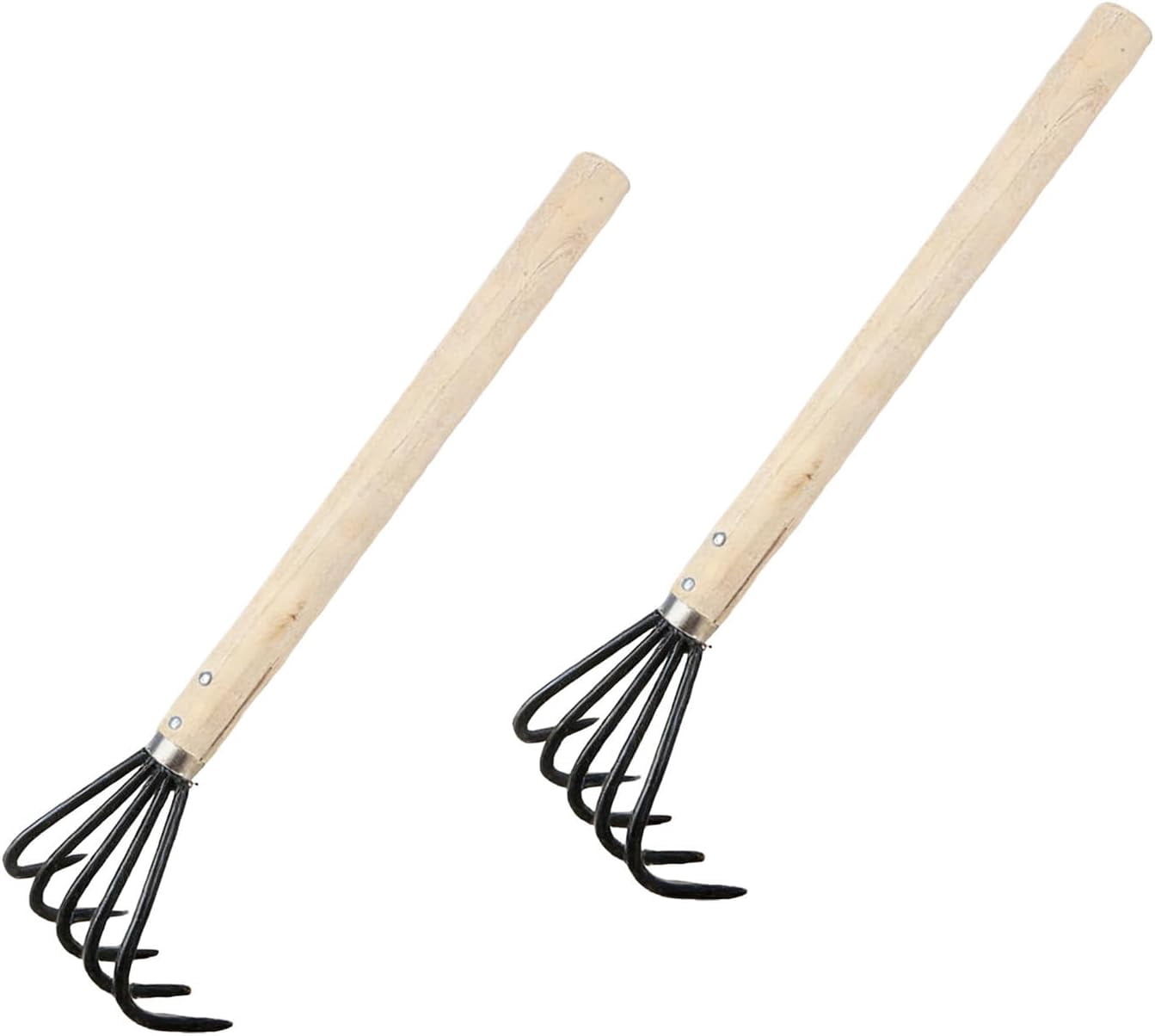 2-Pack Clam Rake with Wooden Handle - High-Carbon Steel Digging Tool ...