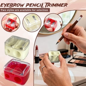 2-Pack Professional Dual-Hole Cosmetic Pencil Sharpener for Eyebrow and Eyeliner Makeup Pencils, Portable Handheld Sharpener with Clear Shaving Cover
