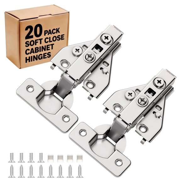2-Pack Professional Grade Soft Close Face Frame Cabinet Hinges, 50% Faster Install with Clip-On Plate, 3D Adjustment, Durable & Quiet Full Overlay Concealed Hinges for Face Frame Cabinets
