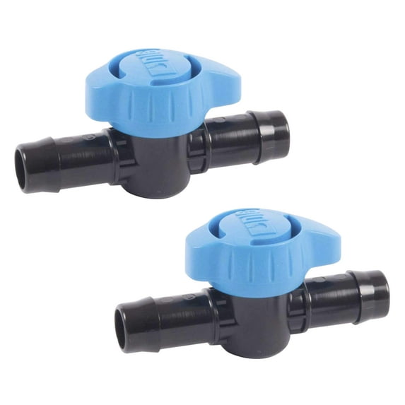 (2-Pack) Professional Grade in-Line Barbed Ball Valve 16mm for 1/2 and 5/8 Inch Tubing (.570 to .620 ID) - Regulate & Shut Off / Turn On Water Flow