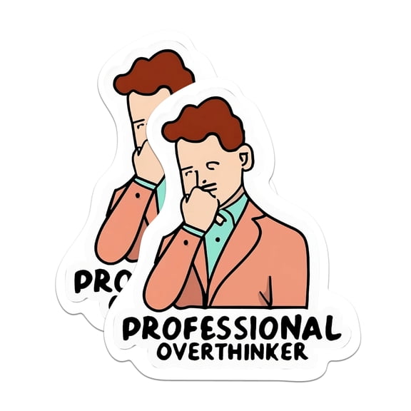 (2 Pack) Professional Overthinker Stickers - Funny Sarcastic Overthinking Sticker - 5 Inches On Longest Side - Premium Vinyl - for Cars, Trucks, Skateboards, Laptops - Made in USA - BMCS1674