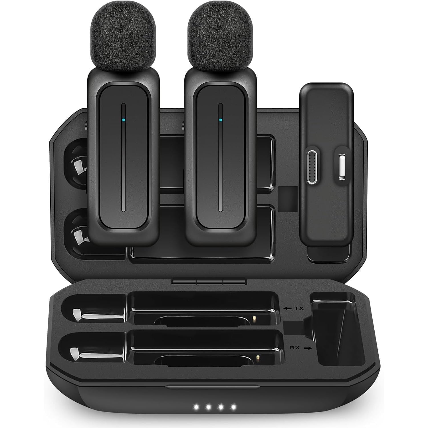 2 Pack Professional Wireless Lavalier Microphone for iPhone iPad Android with Adapter Included Noise Reduction Plug-Play Clip on Lapel Mic for Live Streaming,YouTube, Recording, Vlog, Facebook,TK