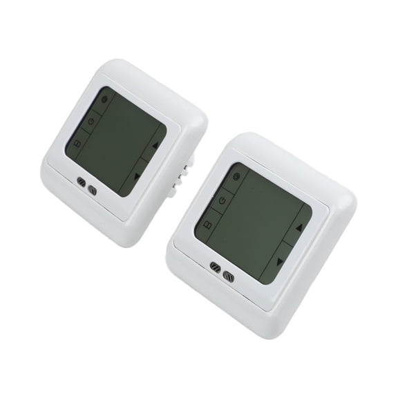 2 Pack Programmable Thermostat Temperature Controller with LCD Touch Screen for Underfloor Heating, 5+2 Day Weekly Timer, 3600W 16A, White/Green Backlight