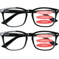 thumbnail image 1 of 2-Pack Progressive Multifocal Computer Glasses Women Men Blue Light Blocking Reading Glasses Spring Hinge Readers (2 Black, 1.75), 1 of 6