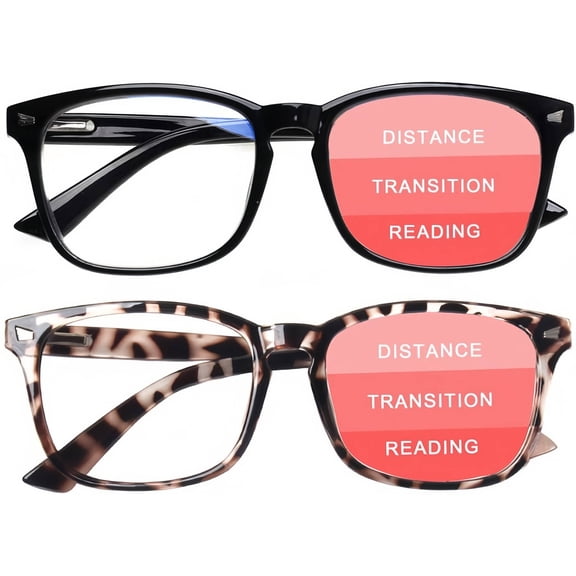2-Pack Progressive Multifocal Computer Glasses Women Men Blue Light Blocking Reading Glasses Spring Hinge Readers (2 MIX, 4.0)