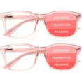 thumbnail image 1 of 2-Pack Progressive Multifocal Computer Glasses Women Men Blue Light Blocking Reading Glasses Spring Hinge Readers (2 Pink, 1.0), 1 of 7