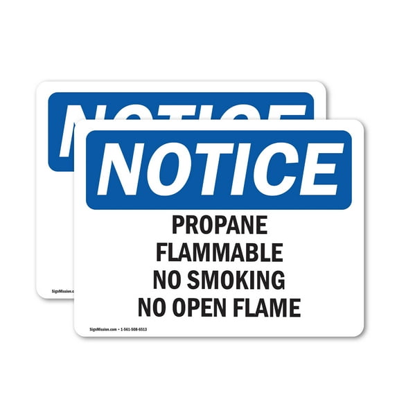 (2 Pack) Propane Flammable No Smoking No Open Flame OSHA Notice Sign