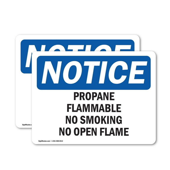 (2 Pack) Propane Flammable No Smoking No Open Flame OSHA Notice Sign
