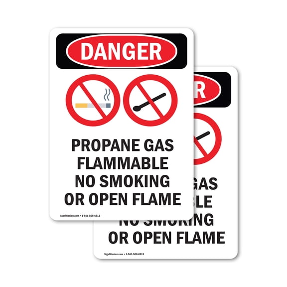 (2 Pack) Propane Gas Flammable OSHA Danger Sign 18 Inch X 24 Inch Vinyl Label Decal Sticker Weather Resistant, UV Protected for Workplace, Business, and Construction Site, Made in the