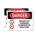 thumbnail image 1 of (2 Pack) Propane Gas Flammable No Smoking OSHA Danger Sign 7 Inch X 5 Inch Vinyl Label Decal Sticker Weather Resistant, UV Protected for Workplace, Business, and Construction Site, Made, 1 of 7