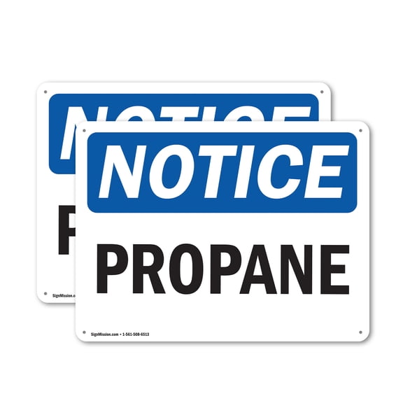 (2 Pack) Propane OSHA Notice Sign 10 Inch X 7 Inch Plastic Sign, Weather Resistant, UV Protected for Workplace, Business, and Construction Site, Made in the USA
