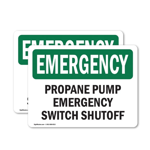 (2 Pack) Propane Pump Switch Shutoff OSHA Emergency Sign 24 Inch X 18 Inch Vinyl Label Decal Sticker Weather Resistant, UV Protected for Workplace, Business, and Construction Site, Made