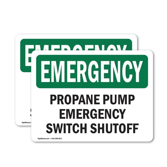 (2 Pack) Propane Pump Switch Shutoff OSHA Emergency Sign 7 Inch X 5 Inch Vinyl Label Decal Sticker Weather Resistant, UV Protected for Workplace, Business, and Construction Site, Made