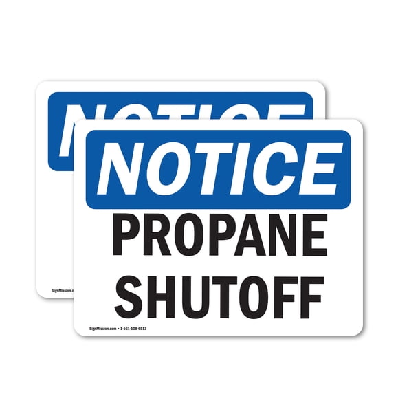 (2 Pack) Propane Shutoff OSHA Notice Sign 5 Inch X 3.5 Inch Vinyl Label Decal Sticker Weather Resistant, UV Protected for Workplace, Business, and Construction Site, Made in the USA