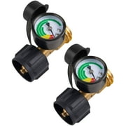 GASPRO Propane Tank Gauge with QCC1/Type 1 Connection, Easy-to-Read Propane Gas Level Indicator Gauge, Propane Adapter for 5-20lb Propane Tanks, Fits BBQ Grill, RV, Camper, Heater & Fire Pit, 2-Pack
