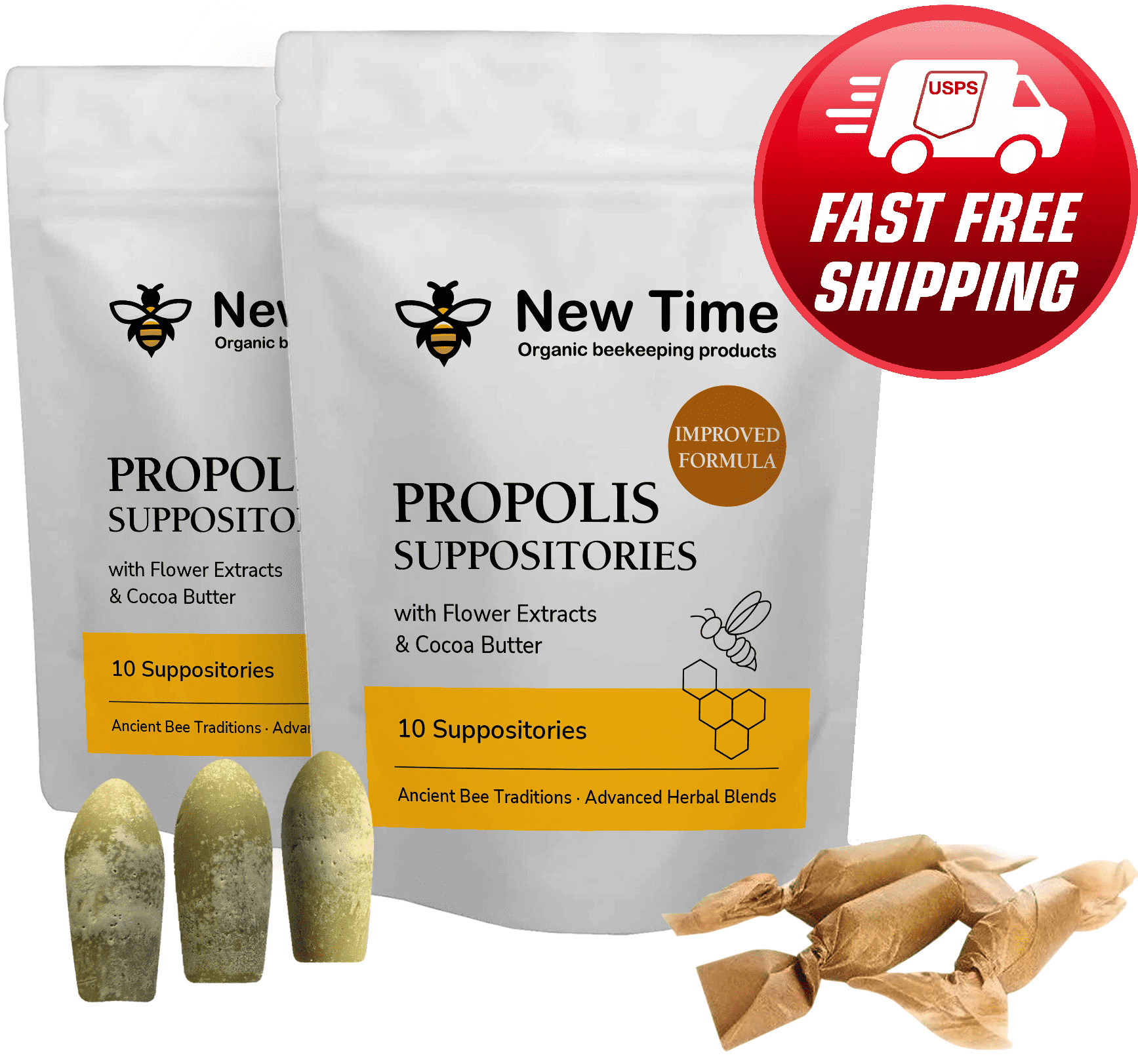 2-Pack Propolis Suppositories with Manuka Honey, Enhanced Botanical Formula,  for Men & Women